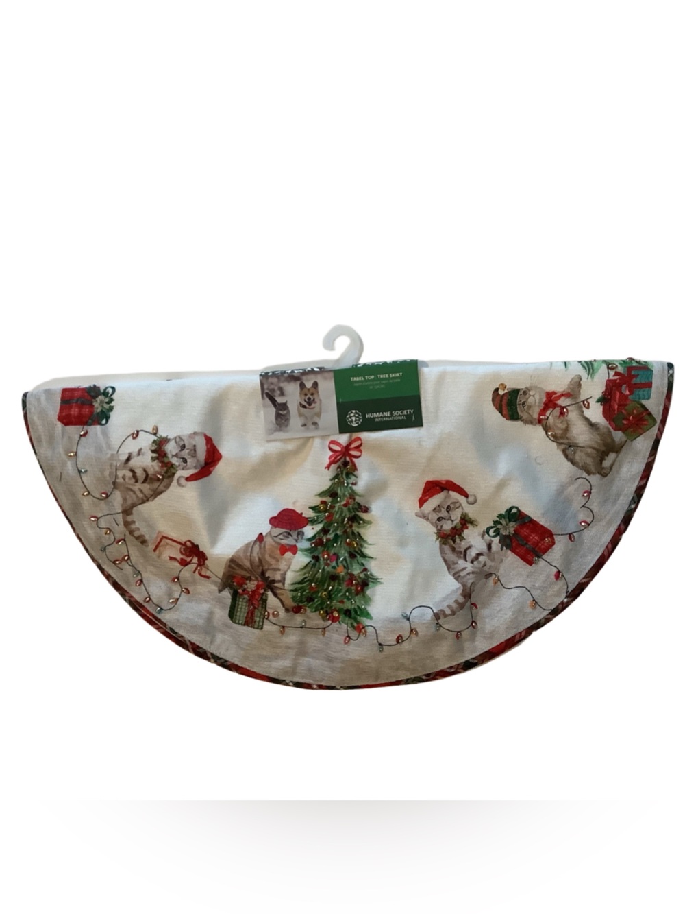 Humane Society Cat Lover Mini Tabletop Christmas Tree Skirt New